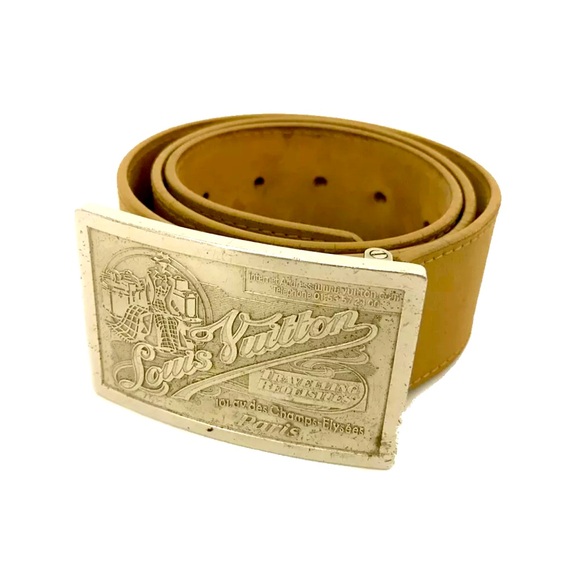 Authentic Louis Vuitton Ceinture Jeans Leather 80cm Mens Belt - Picture 1 of 8